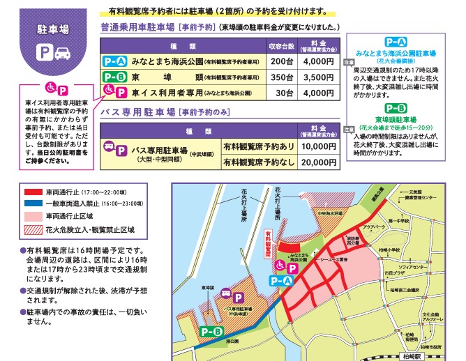 ぎおん柏崎まつり 海の大花火大会の駐車場情報